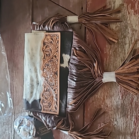 Leather Purse cowhide and tassels. American Darling new - Picture 5 of 7